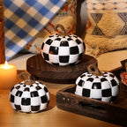 Weysat 3 Pcs Black and White Fall Pumpkins Resin Checkered Decor - Image 5