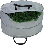 30" Gray Multi-Seasonal Double Wreath Storage Bag - Image 5
