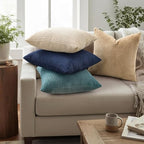 Mecatny Corduroy Decorative Throw Pillow Covers 22x22 Set of 2 Teal - Image 2