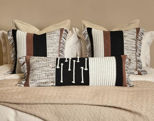 Boho Lumbar Pillow Cover 14x36 with Handmade Drawn Work Tassel - Image 4
