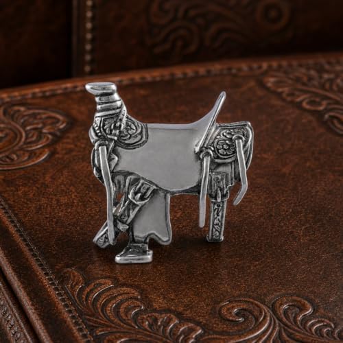 Vagabond House Pewter Cowboy Saddle Napkin Ring Western Frontier Collection 2.5 Inch Tall - Image 2