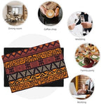 African Clay Cloth Placemats Set of 6, Tribal Ethnic Boho Geometric Elements Design, Kitchen Dining Room Non-Slip Insulation, 12x18 Inches - Image 6