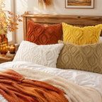 decorUhome Faux Fur Mustard Yellow Throw Pillow Covers 26x26 Set of 2 - Image 6