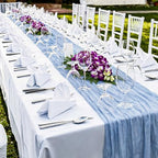 LemonRoad 4 Pcs 20ft Cheesecloth Table Runners Boho Gauze, Light Blue - Image 5