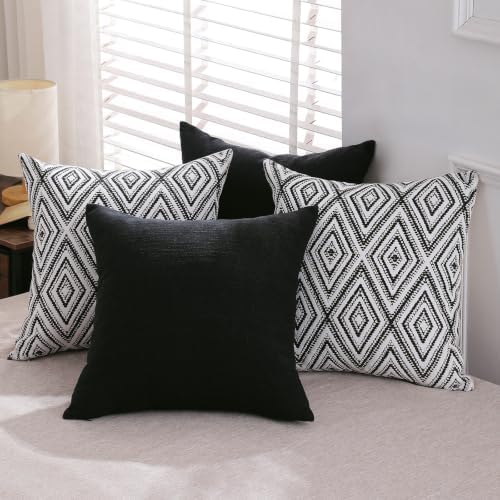 HPUK Throw Pillow Covers 18x18, 4 Pack, Black Textured Couch Pillow Covers - Image 6