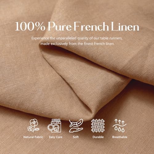 100% Pure French Linen Table Runner (Beige,14x120 Inch) - Image 3
