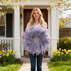 HipTree 28 Inch Farmhouse Purple Flocked Cypress Spring Wreath Outdoor - Image 4