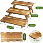 Acacia Wood 3 Tier Cupcake Stand, Serving Tray for Party, Foldable Dessert Table Display Set, Tiered Tray Decor for Party, Birthday, Wedding, Christmas - Image 2