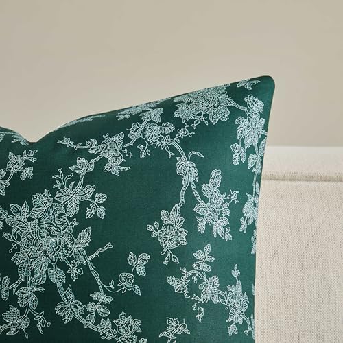100% Cotton French Pastoral Throw Pillow Covers Set of 2, 24x24 Inch Background/Green Farmhouse Decorative Cushion Covers for Sofa Bed Living Room Home Decor - Image 2