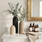 Ceramic Vase Set of 3, Small Flower Rustic Vase Home Decor Neutral Modern Farmhouse Boho Pampas Pottery Vases Decorative Centerpiece for Table Mantel Shelf Living Room Kitchen Bathroom - Image 7