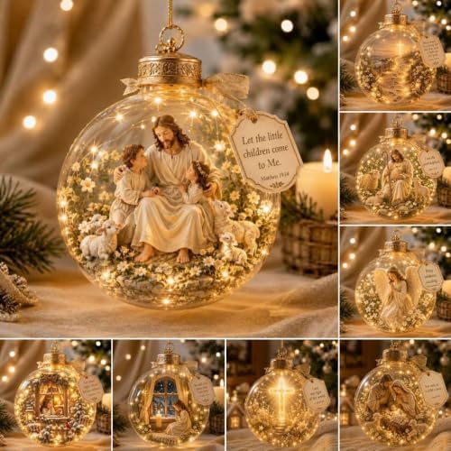 Glowing Christmas Story Ornaments, 8-Piece Light Up Mini Scene Set (Set F) - Image 3