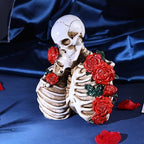 Skull Decor Halloween Decoration: Skeleton Couple Figurines Resin Gothic Statues Vintage Home Decor for Shelf Table Mantel Collectible Wedding Gift (C) - Image 3