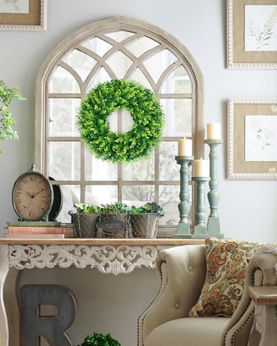 DDHS 16-18in Small Boxwood Wreath for Front Door – Artificial Green Farmhouse Wreath, Spring Summer Fall Winter DIY Decor, for Indoor Outdoor Year-Round Wedding Home Decorations - Image 6