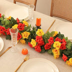 Floweroyal 4 Pack Artificial Flower Garlands 15.8FT Fake Rose Vines Silk Flowers Hanging Rose Ivy for Wedding Arch Party Home Garden Wall Decor (Orange Yellow) - Image 5