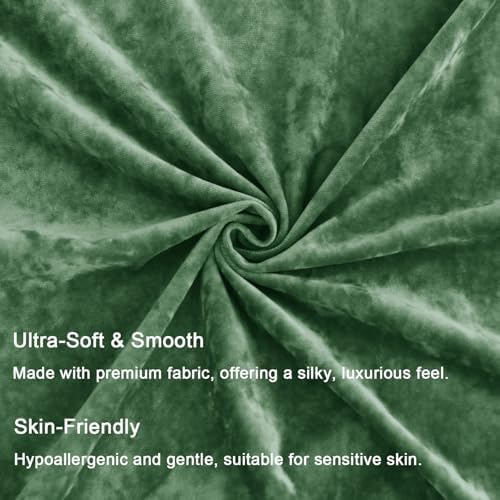 Greek Velvet Euro Sham Covers Set of 2 26x26 Luxury Soft Solid Pillow Covers for Living Room Bedroom Yard,Green - Image 5