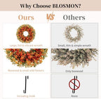 BLOSMON Fall Door Boxwood Wreath, 24 Inch Autumn Wreaths with Hanger - Image 2