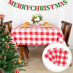 ShinyBeauty 4-Pack 54x54-Inch Red & White Checkered Tablecloths | Cotton Gingham Table Covers | Wrinkle-Free, Durable, Perfect for Christmas, Parties, and Outdoor Events by ShinyBeauty