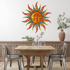 16 Inch Colorful Sun Face Metal Wall Decor, Indoor Outdoor Hanging Art for Farmhouse Patio Yard Bedroom - Image 4