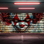 Halloween Garage Door Decorations Scary Clown Garage Door Banner Cover 6x13 Ft Rusty Horror Spooky Joker Extra Large Halloween Party Backdrop Decor Outdoor Holiday Background Sign Supplies - Image 2