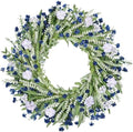 26" Floral Wreath, Artificial Spring Wreaths for Front Door, with Wildflower Portulaca Flowers, Indoor Outdoor Porch Window Wall Home Decor for Valentine’s Day Easter, Summer & Wedding Blue by Zmtyykh