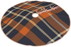 Christmas Tree Skirt 48 Inch, Navy Blue and Orange Plaid - Image 3