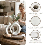 Donut Ceramic Vase Set of 2 for Flower or Home Decor (Matte Cream White) - Image 5