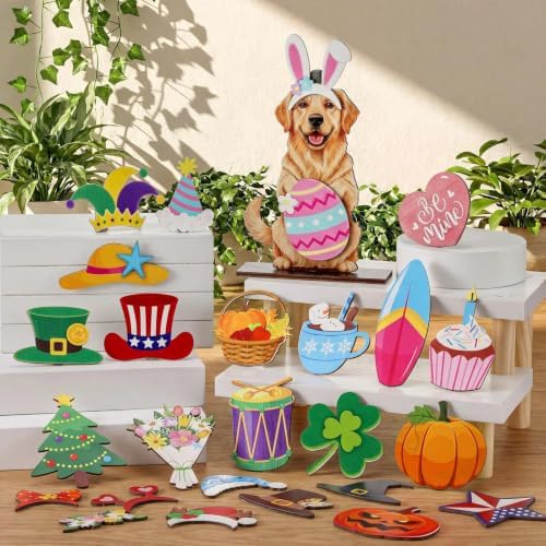 Magnetic Wooden Tabletop Animal Decor Interchangeable Holiday (S) - Image 3