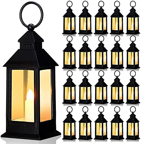Hoolerry 24set Mini Lantern with LED Candle Halloween Wedding Decor, Black by Hoolerry