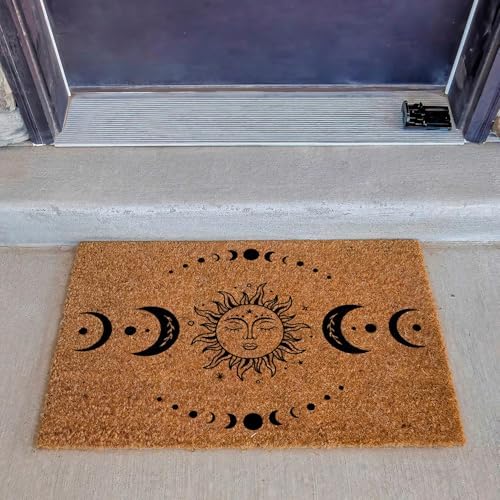 Funny Coir Doormat Sun and Moon Phase Magic Moon Door Mats for Entryway Decor Outdoor Mat with Heavy Duty Front Porch Welcome Mats Entry Natural Coir House Warming Gift Mat 23.7 x 15.7 inch - Image 3