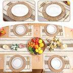 Boho Table Runner and Placemats Set, 6 Sets, Khaki A, 12x72 - Image 6