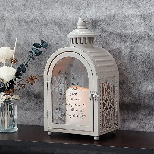 TRIROCKS Memorial Lantern 11'' High Walk Beside Us Remembrance Lantern With Automatic Timer LED Candle And Love Pattern Bereavement Sympathy Gifts For Funeral Memorial Service Loss of Loved One (Grey) - Image 6