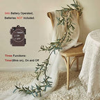 LITBLOOM Lighted Olive Garland Battery Operated with Timer 96 Fairy Lights 6FT, Artificial Greenery Twig Vine Lights for Christmas Spring Fireplace Mantle Decoration Indoor Outdoor - Image 5