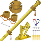 ZMTECH Flag Pole - Upgraded Bracket, 6 FT Stainless Steel Flag Poles for Outside House, Residential or Commerical, Tangle Free Flag Pole Kit for American Flag (Without Flag, Gold) by HighQualityGardeningTools