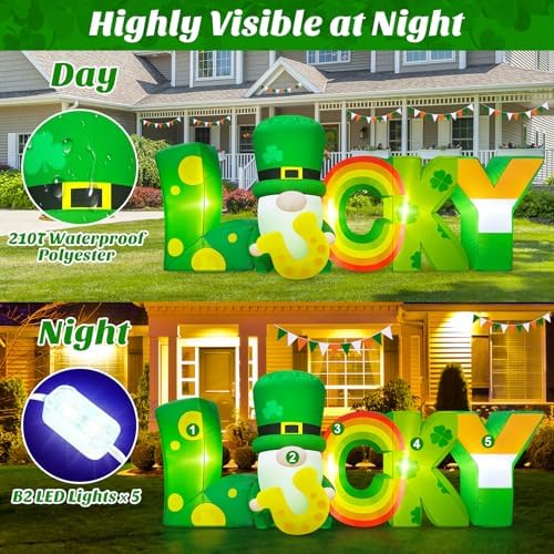 Danxilu 6 FT Long St Patricks Day Inflatables Outdoor Lucky Letters Gnome - Image 6