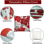 Red Grey Throw Pillow Covers 20x20 Set of 6, Dasiy Floral Home Decor - Image 4