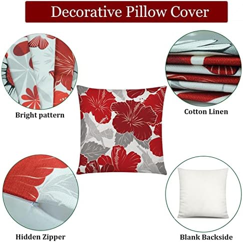 Red Grey Throw Pillow Covers 20x20 Set of 6, Dasiy Floral Home Decor - Image 4