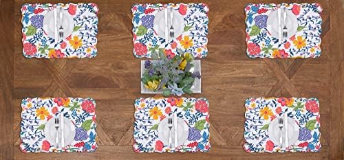 Anaya Bright Flowers 100% Cotton Set of 6 Placemats 13" x 19" - Image 6