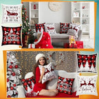 GlikCeil Set of 16 Christmas Pillow Covers 18 x 18 Inch Holiday Throw Pillow Covers Halloween Fall Winter Seasonal Pillowcases Decorative Cushion Pillowcases for Farmhouse Home Couch Sofa Decor - Image 2