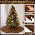 Viorawhite Dark Brown Christmas Tree Skirt, 60 Inch Large Faux Fur - Image 4