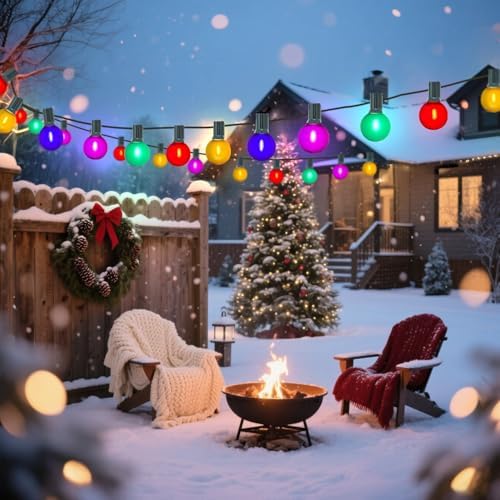 50Ft Outdoor Globe String Lights, LED G40 Colored Christmas Lights with 27 Shatterproof Frosted Globe Light Bulbs(2 Spare) for Holiday Gifts Bistro Balcony Roofline Garden Decor-Multicolor - Image 7