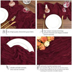 12 Pack Burgundy Table Runner 10Ft Cheesecloth Table Runner Rustic Gauze Table Runner Romantic Long Sheer Fabric Cheese Cloth Table Runners for Wedding Party Bridal Baby Shower - Image 3