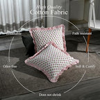 CPC Rosette Bloom Hand Block Print 100% Cotton Ruffle Throw Pillow Cover 20x20 inch with Hidden Zipper Decorative for Couch, Bed, Sofa, Farmhouse, Cottagecore Decor Gift Christmas Fall Thanksgiving - Image 3