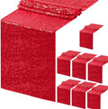 B-COOL Red Table Runners: 8 Pack 12x72 Inches Sparkly Sequin Table Runner for Holiday Party Wedding Metallic Table Decoration by B-COOL