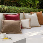 MIULEE Set of 2 Rustic Linen Burlap Throw Pillow Covers 18x18 Greyish White - Image 2
