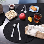 Braided Placemats Set of 6, Cotton Fabric Oval Table Mats Non Slip Washable 16 * 12 inch Oval Place Mats, 6 Pack Black Cotton Rope Woven Placemats for Wedding Birthday Baby Shower Party Decoration - Image 5