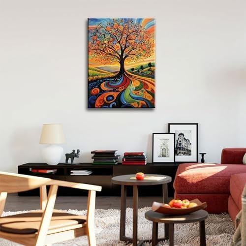 Large Abstract Tree of Life Canvas Wall Art Colorful Graffiti Tree Decor painting Pictures Modern Landscape Trees Posters Prints for living room Bathroom Bedroom Office Hallway Home Decoration - Image 4