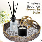 HOME ARCHIVE Round Serving Tray with with Handles Antique Look & Stylish Design Decorative Trays for Kitchen Round Ottoman Tray for Dinning Living Room & Home Decor Pack of 2 (Black-Gold) - Image 3