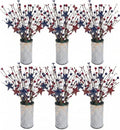 Uieke 4th of July Decorations 6PCS Artificial Patriotic Floral Picks with Vase, Artificial Berry Stem Picks Star Shaped for Independence Day Red White Blue Decor for Home Office Wedding Centerpieces by Uieke