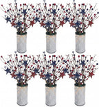 Uieke 4th of July Decorations 6PCS Artificial Patriotic Floral Picks with Vase, Artificial Berry Stem Picks Star Shaped for Independence Day Red White Blue Decor for Home Office Wedding Centerpieces by Uieke