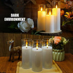 kakoya Flickering Flameless Candles Battery Operated with Remote and 2/4/6/8 H Timer Acrylic Led Pillar Candles Pack of 9 (appr D2.3"xH5.5"6.5"7.5")with Realistic 3D Wick Candles for Home Decor(White) - Image 5